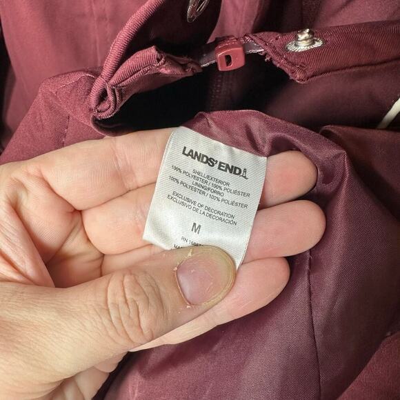 Lands End Full Zip Windbreaker Jacket Maroon - Picture 4 of 5